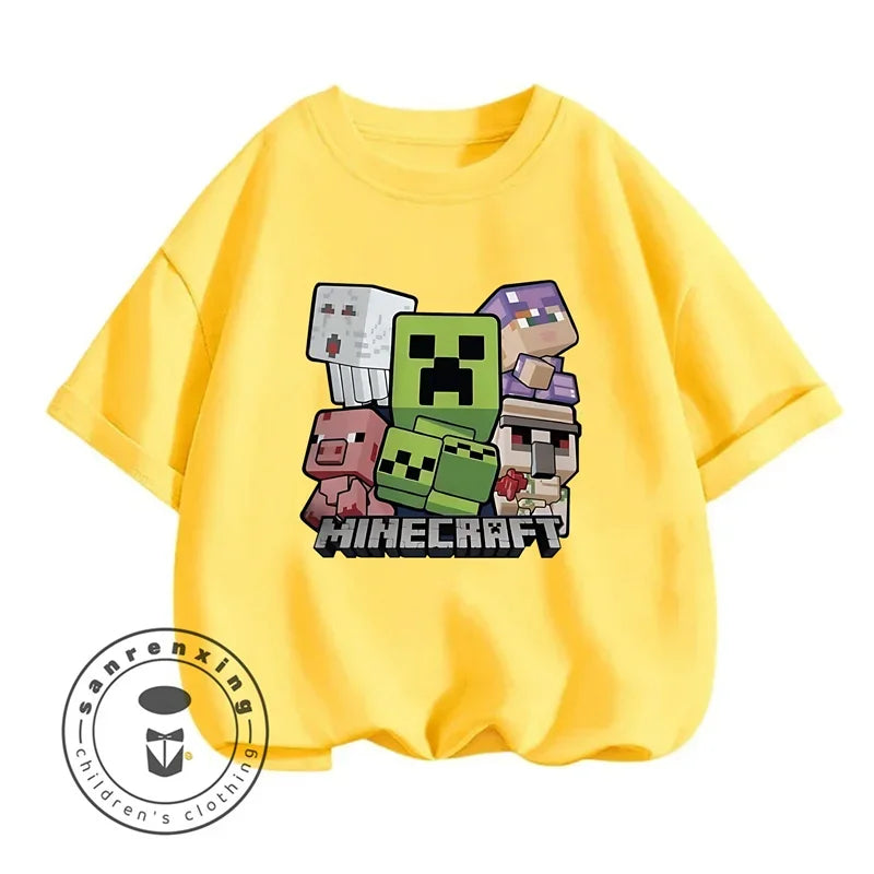 Minecraft New Summer Kids Clothes For Children Kawaii Cartoon Printed Baby Tops Cute Boys Girls Short Sleeves T-shirts