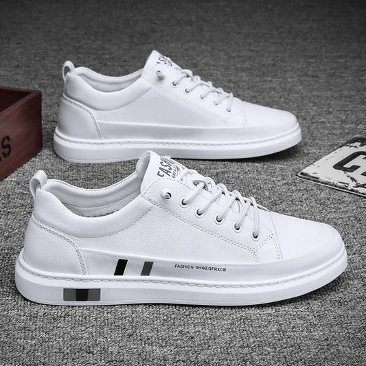 Low-top White Shoes Lace-up Comfortable Mens Sneakers White Tenis Shoes