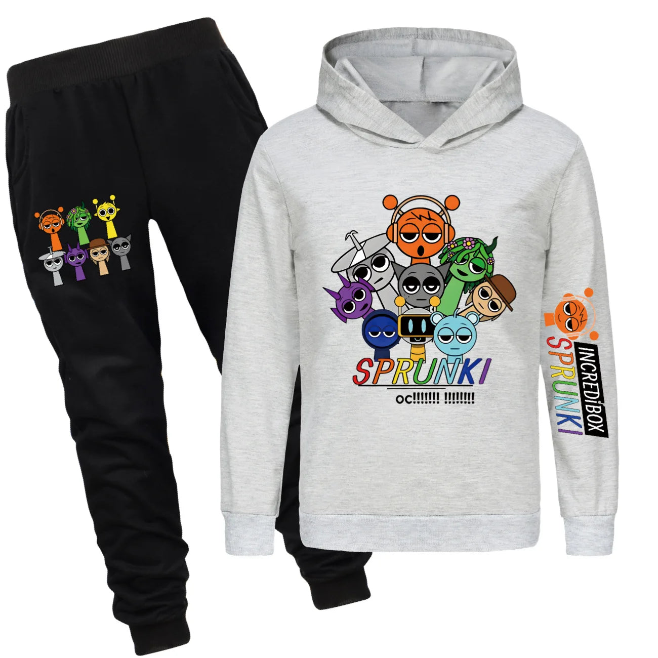 Sprunki Cartoon Clothes Kids Game Incredibox Jumper Boys Fashion Long Sleeve Sweatshirts+ Pants 2pcs Suits Toddler Girls Outfits