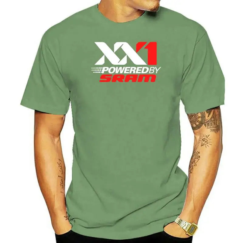 Fashion XX1 Poweredby Sram Mtb Bike Graphic T-shirt Men's Classic Black