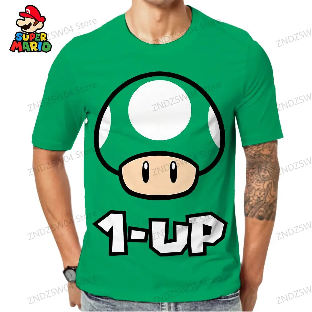 Y2k Super Mario 3D Print Parent-child Wear 110-6XL Men's Children's T-Shirt Short Sleeve 2024 Summer Harajuku Style Fashion Tops