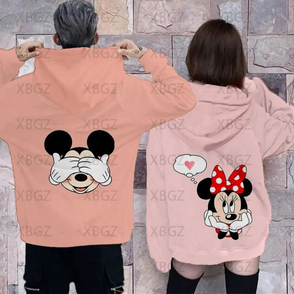 Women's Hoodies Couple Outfit Top Woman Minnie Mouse Y2k Disney Women Clothing Fashion Sweatshirts Mickey 2022 Men's Sweatshirt