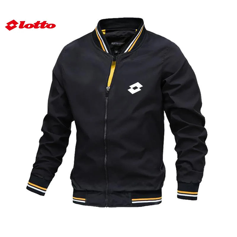 Embroidered Autumn and Winter Men's Stand Collar Casual Zipper Jacket Outdoor Sports Coat Windbreaker Jacket for Men Waterproof