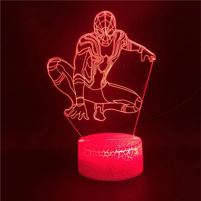 Anime The Avengers Infinity War 3D LED Nightlights Spiderman Ironman Hulk Thor Lamp Colorful Changing Night Lights Table Lampara