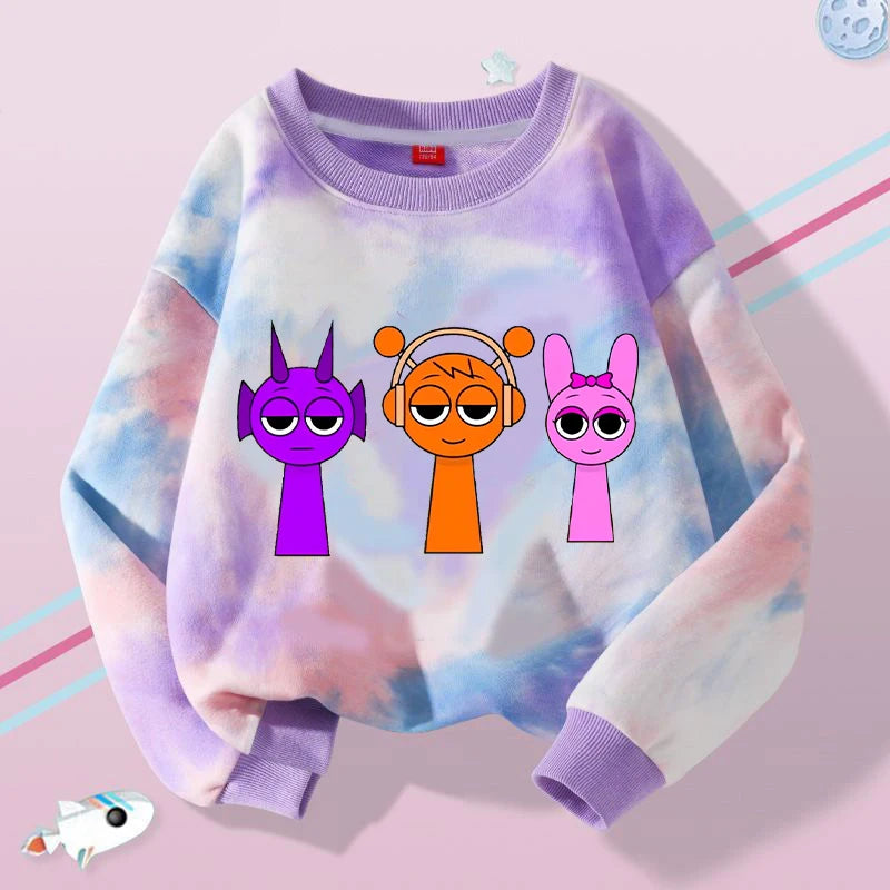 New Sprunki Kids Sweatshirt Cartoon Game Figure Printed Tops Boys Winter Casual Sports Sweatshirts 2024 Autumn Children Clothing