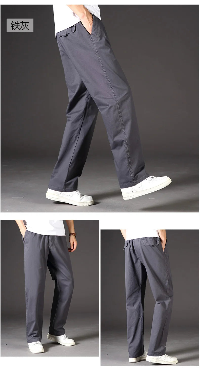 Spring Autumn Mens Cargo Pants Casual Sweatpants Relaxed Fit Cotton Pants American Style Large Size Sports Outdoor Pants