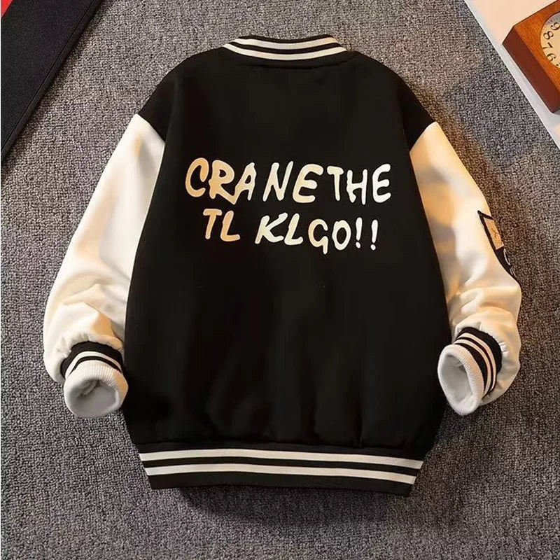 Boys Baseball Jackets Children's Letter Casual Coats Teenager Trends Fashion Outerwear 2024 New Kids Spring Autumn Clothing