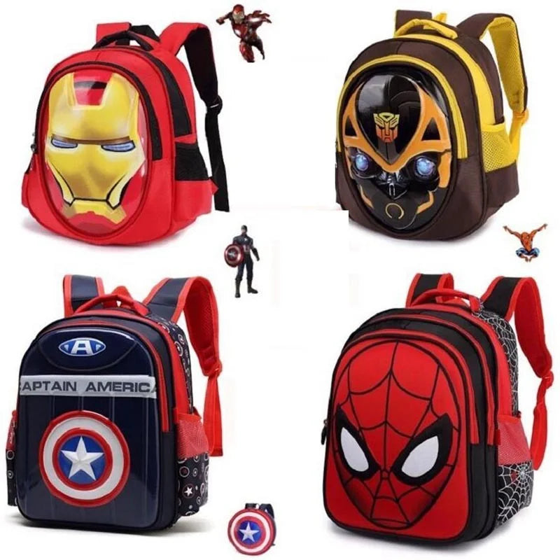 Disney Children's Schoolbag Captain America Teen Girl Schoolbag Iron Man Bumblebee Pattern Marvel Hero Schoolbag Boy Gift