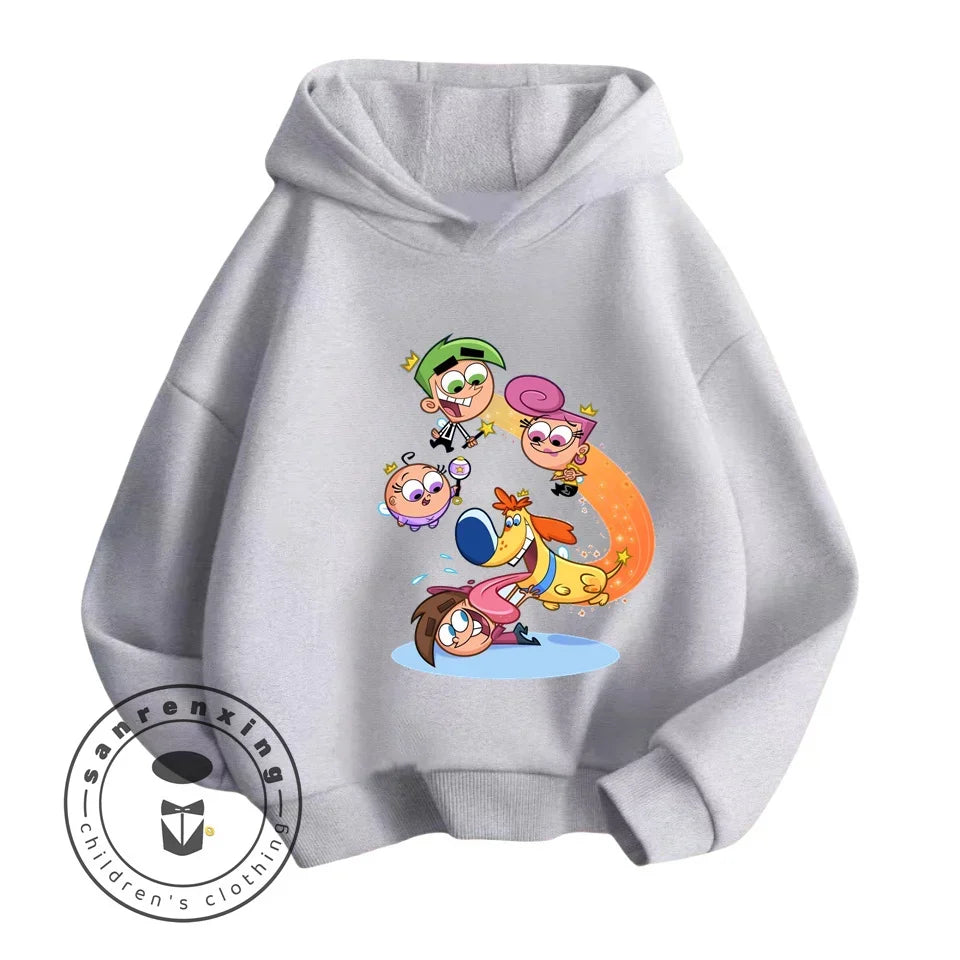 Cartoon The Fairly OddParents Baby Girl Boy Long Sleeve Pullover Sports Boy Girl Autumn Winter Children's Sweatshirt 1-16Y