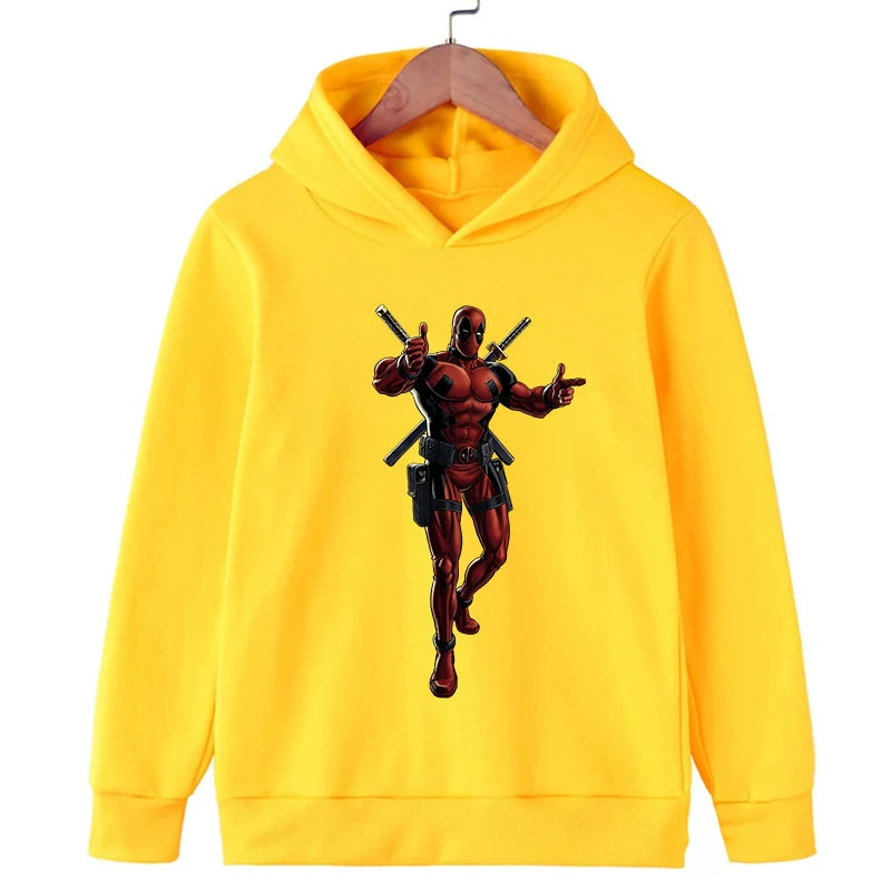 New Kids Spring Autumn Deadpool Hoodies Fashion Cartoon Printing Baby Boys Clothes Boys Casual Tops Sweatshirts 2-14Years Old