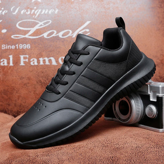 Chef shoes four seasonal couples casual leather shoes anti-skid soft soles fashion versatile tide shoes men's plus size shoes