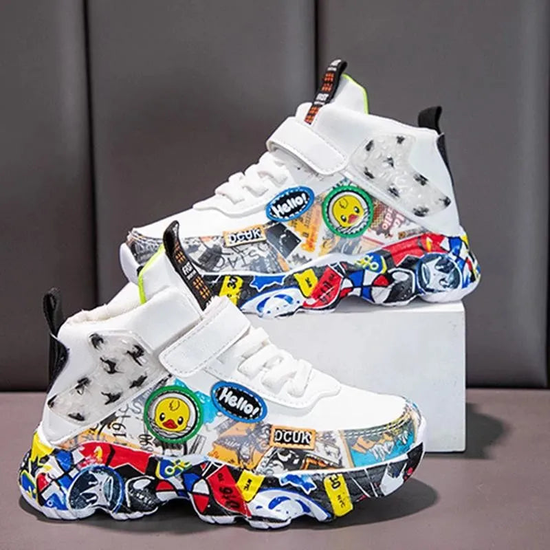 Children Sports Sneakers  Graffiti Pattern