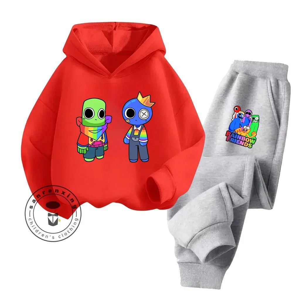 2024 Stylish and Cozy Cartoon Rainbow Friends Long Sleeve Stand Out Design Suitable for Children 3-14 Years Old New Hoodie Set