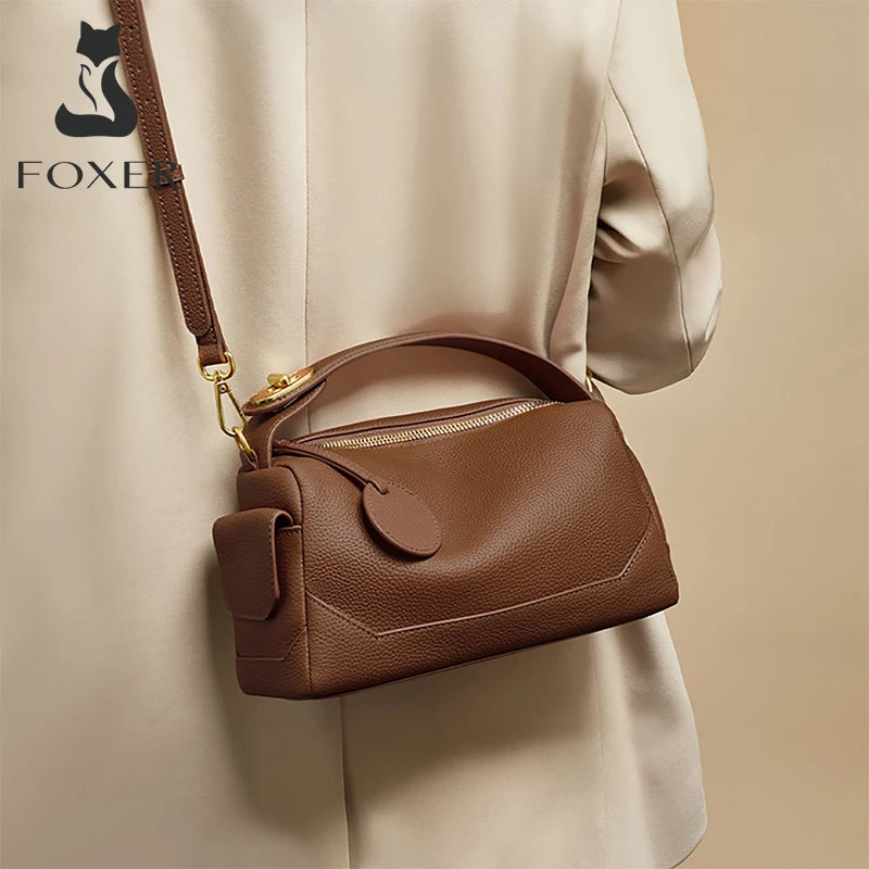 FOXER Lady Design Cowhide Shoulder Bag High Quality Women