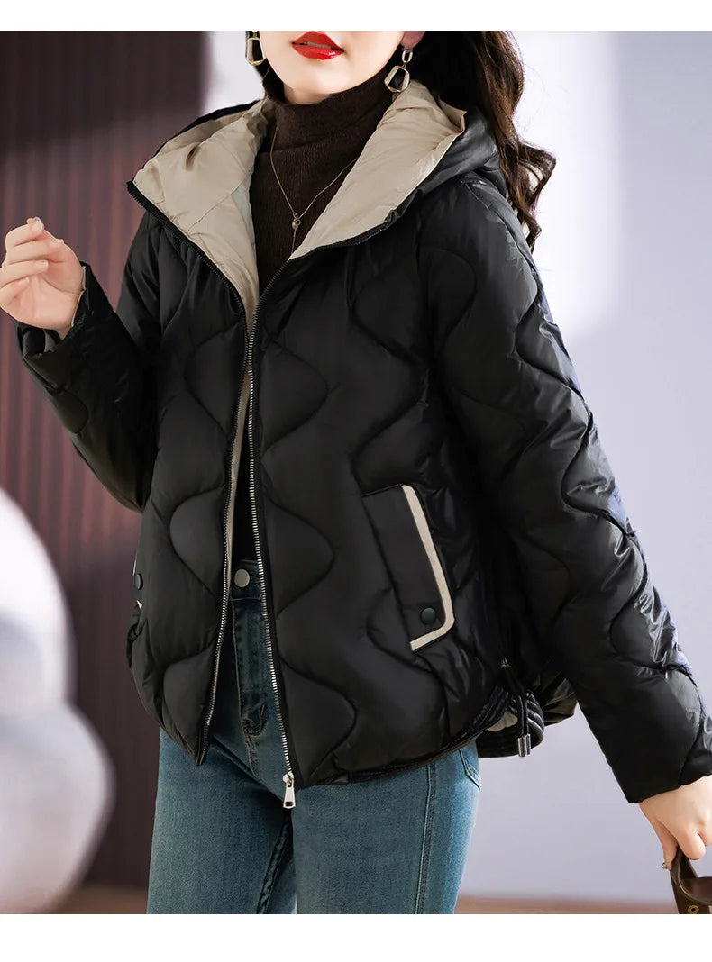 Winter Jacket Women 2023 New Outerwear Korean Clothes Women Coat Hooded Cotton Parkas Harajuku Ladies Quilted Coat Streetwear