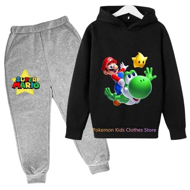 New Game Super Mario bros Set Kids Sweatshirt Children Jacket Boy Girl Clothes Spring Autumn Hoodie 3-14 years old Sweater Sales