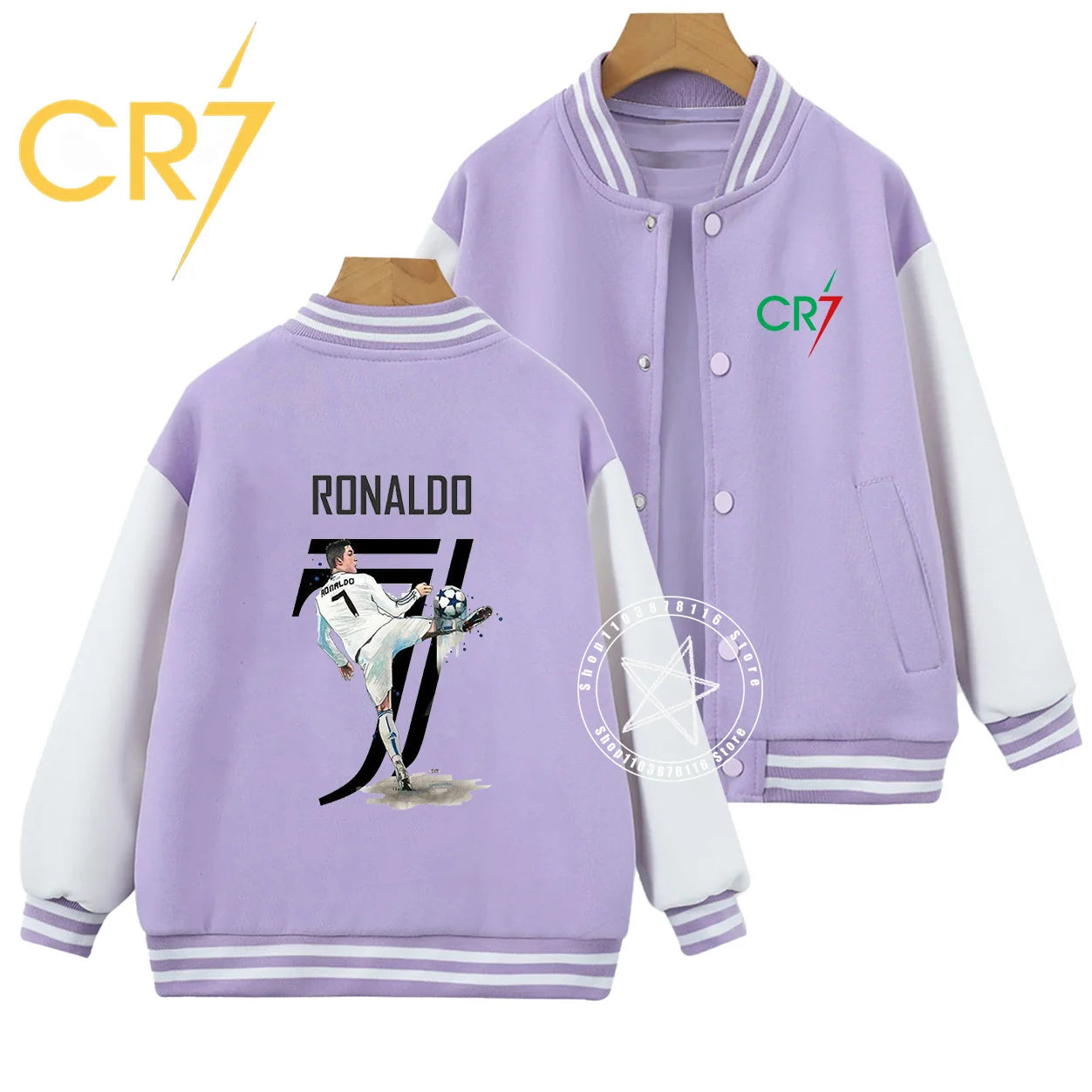 Autumn winter children handsome C Ronaldo personality print comfortable boys girls casual fashion kid thick baseball uniform