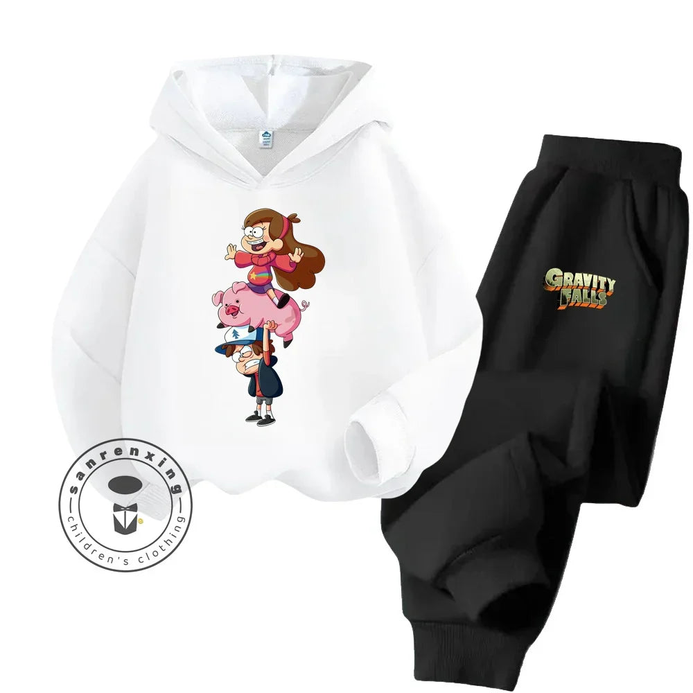 2024 Hot Gravity Falls cute Cheap Hip-Hop Kids sports set Kawaii animation boys and girls children sweatshirt sweatpants set