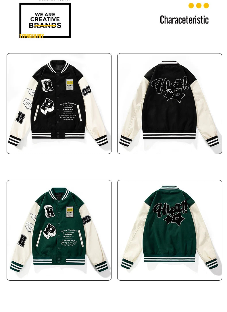 Womens Varsity Jackets Loose Unisex Long Sleeve Graphic Embroidery Baseball  Bomber Jacket Outerwear Coats For Fall&winter