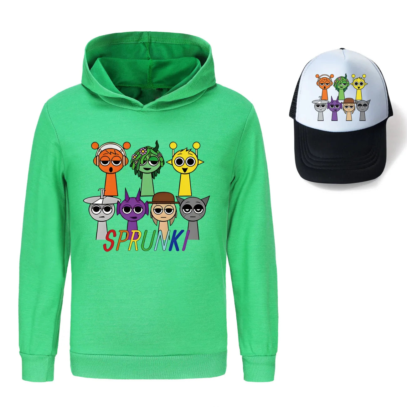 Sprunki Incredibox  Game  Tag Clothes Kids Hooded Sweater Shirt Hat Boys Cotton Girls Fashion Clothes Toddler Long Sleeve Tops