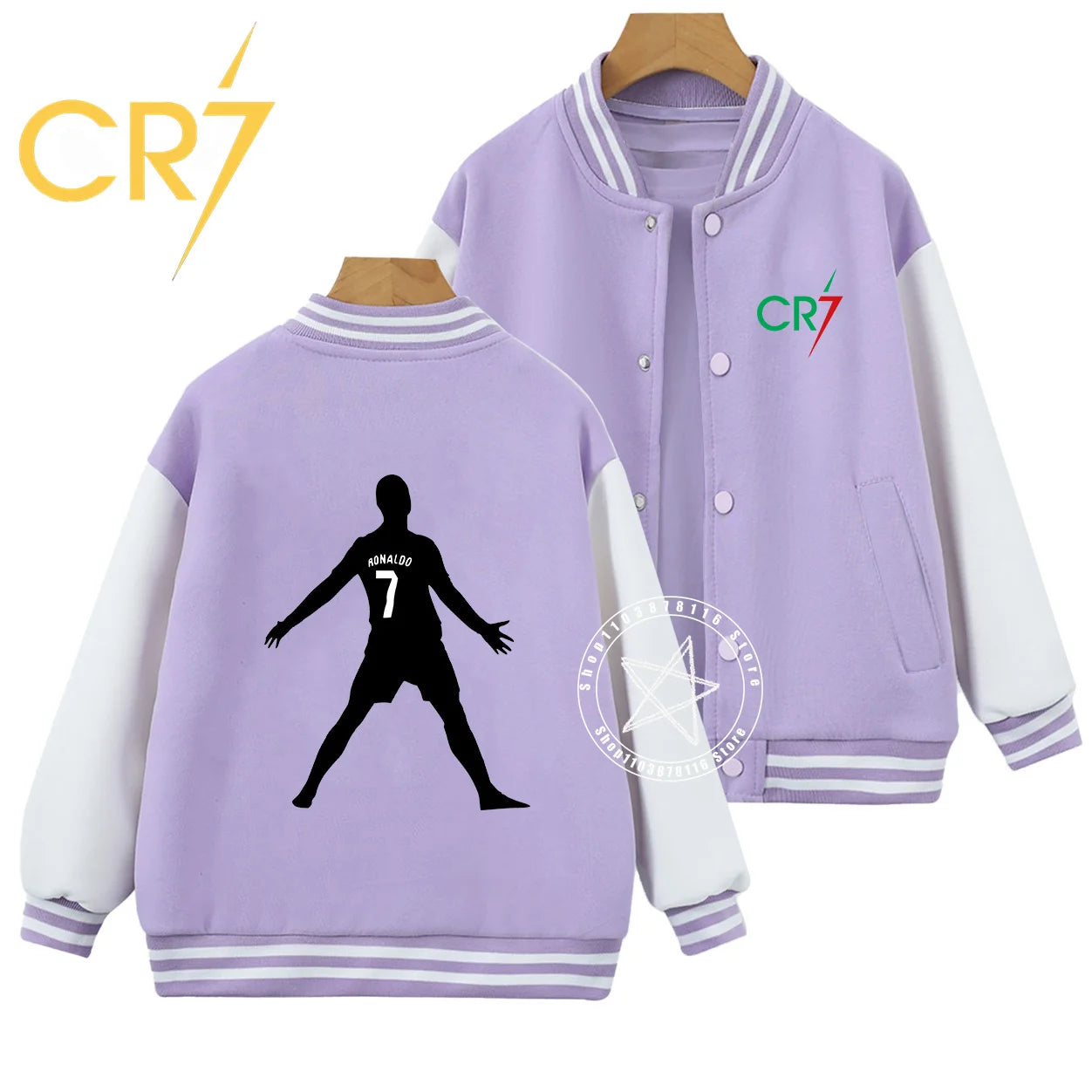 Autumn winter children handsome C Ronaldo personality print comfortable boys girls casual fashion kid thick baseball uniform