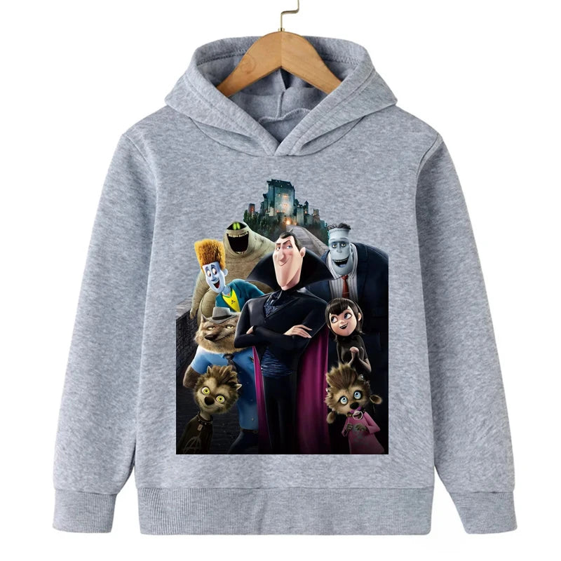 Hotel Transylvania Cartoon 2-14 Years Old Kids Boys Hoodies Sweatshirts For Autumn Coats Teenager Boy Clothes Kid Girls Tops