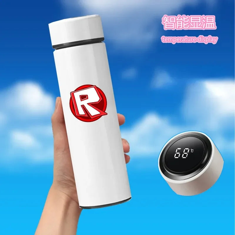 Roblox Cartoon Game Peripheral Sports Water Cup Stainless Steel Large-capacity Display Temperature Insulated Cup