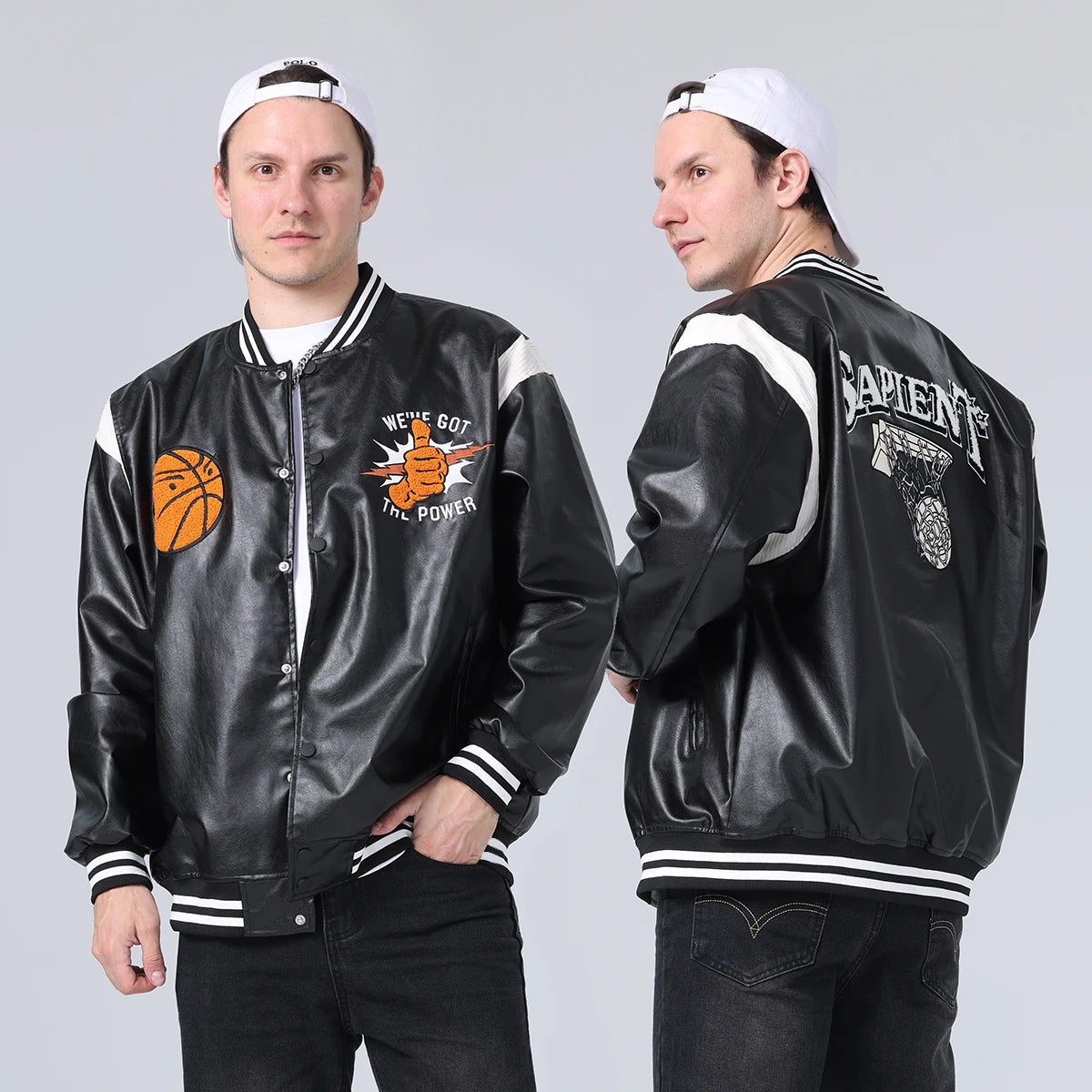 Men's Faux Leather Motorcycle Bomber Jacket Football Embroidery Baseball Uniforms 24H Shipped Spring&Autumn Loose Coats