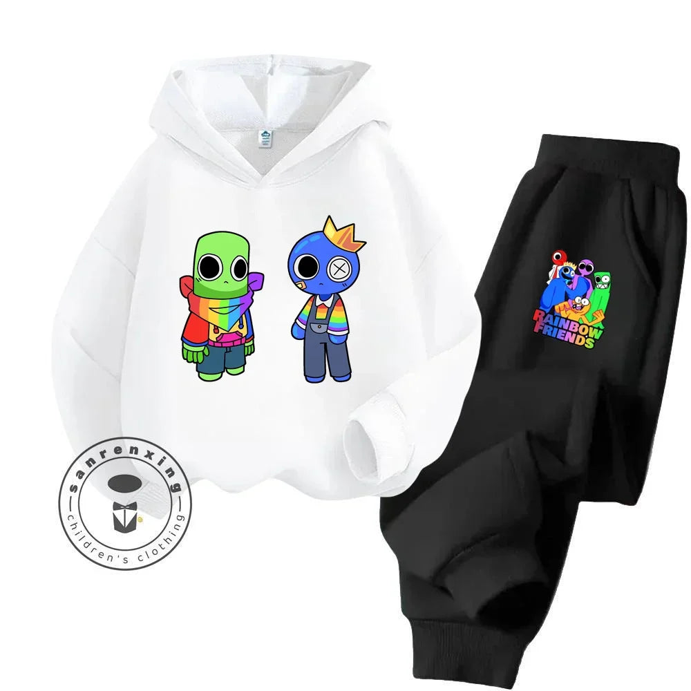 2024 Stylish and Cozy Cartoon Rainbow Friends Long Sleeve Stand Out Design Suitable for Children 3-14 Years Old New Hoodie Set