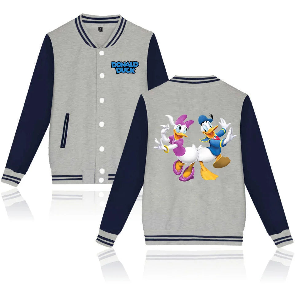 Donald Duck Bomber Jacket Women Men Autumn Baseball Jacket Coat Cartoon Kid Streetwear Harajuku Bomber College Jacket