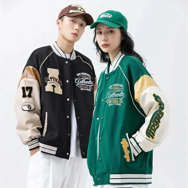 Baseball Uniform Jacket Men Letter Embroidered Streetwear Varsity Jackets Vintage Harajuku Casual College Spring Autumn Unisex