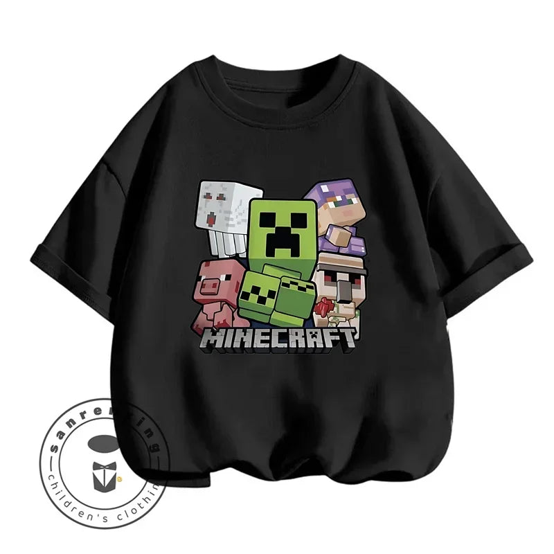 Minecraft New Summer Kids Clothes For Children Kawaii Cartoon Printed Baby Tops Cute Boys Girls Short Sleeves T-shirts