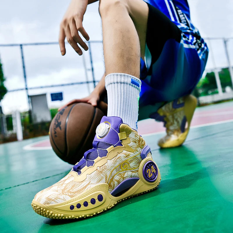 Trend Golden Basketball Shoes High Quality Non-slip Trainers for kids