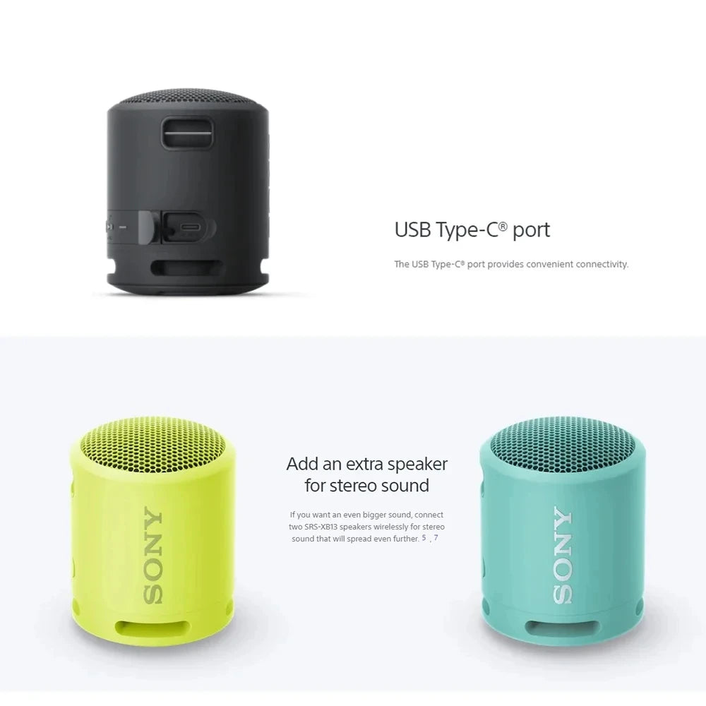 Original SONY XB13 Wireless Bluetooth Speaker SRS-XB13 Portable EXTRA BASS IPX6 Waterproof Outdoor Stereo Music Tweeter Speakers