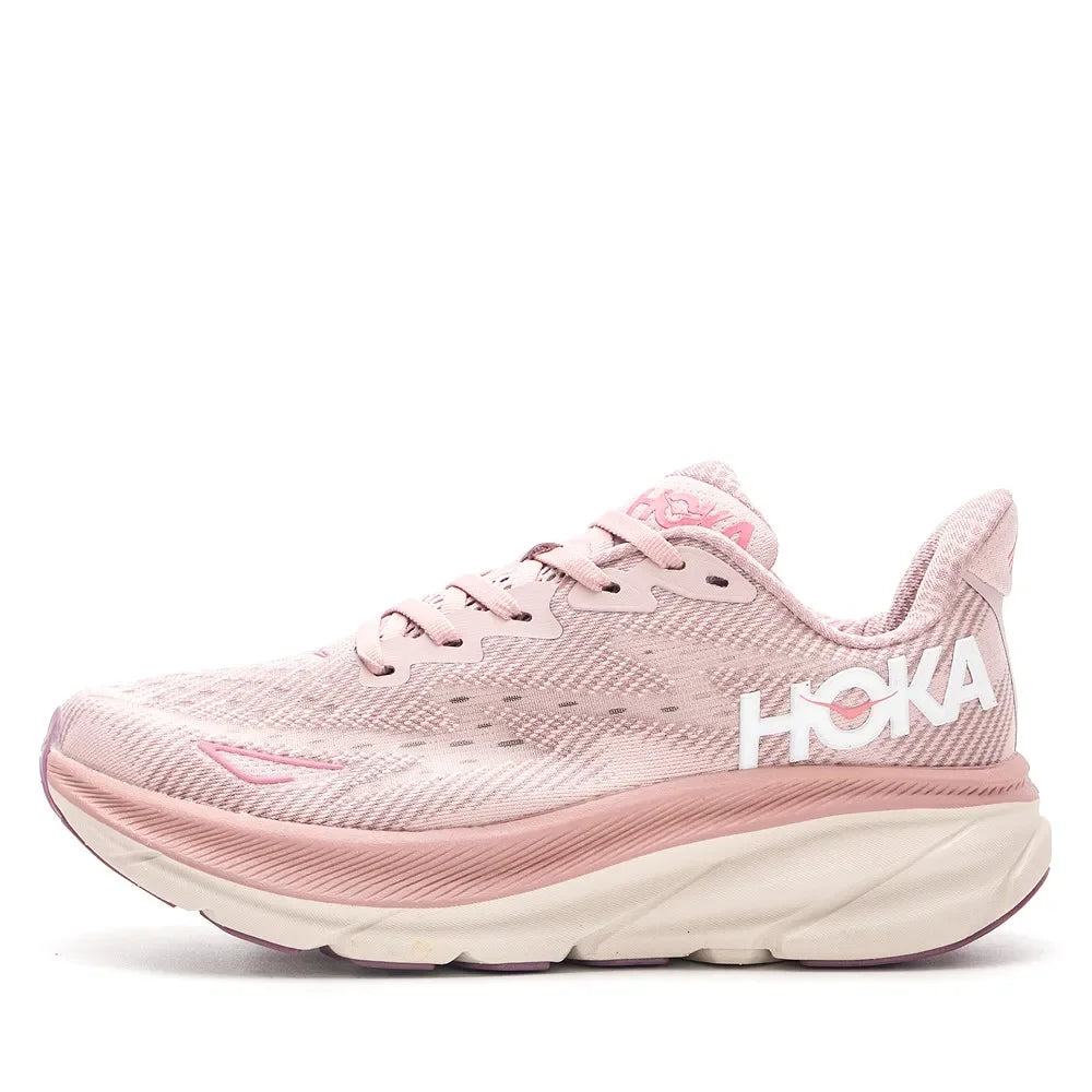 HOKA Clifton 9 Women and Men Black Gold Fabric Non-slip Wear-resistant Low-top Running Shoes Trainer Sneakers