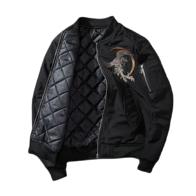 Sukajan Phoenix Embroidery Spring Winter Bomber Jacket Men MA1 Pilot Coat Padded Baseball Coat 2024 Japan Streetwear