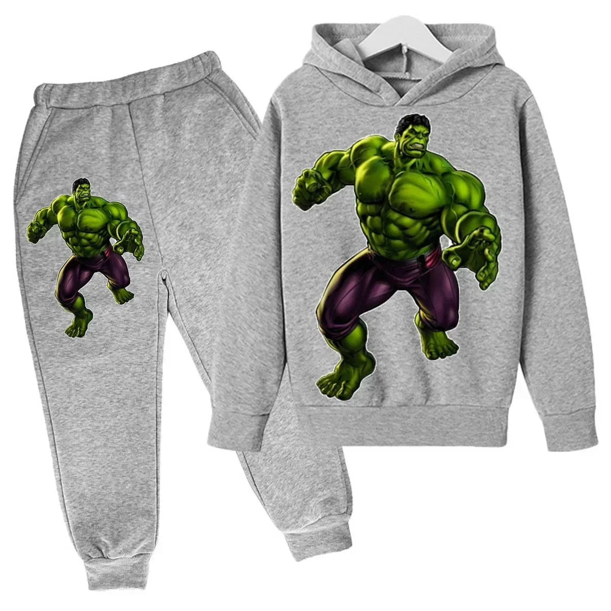 Kids Cartoon Green Giant Super Hero Superstar Boys Girls Spring/Autumn Clothing Children's Fashion Hoodie Pants Set 2-14 Years