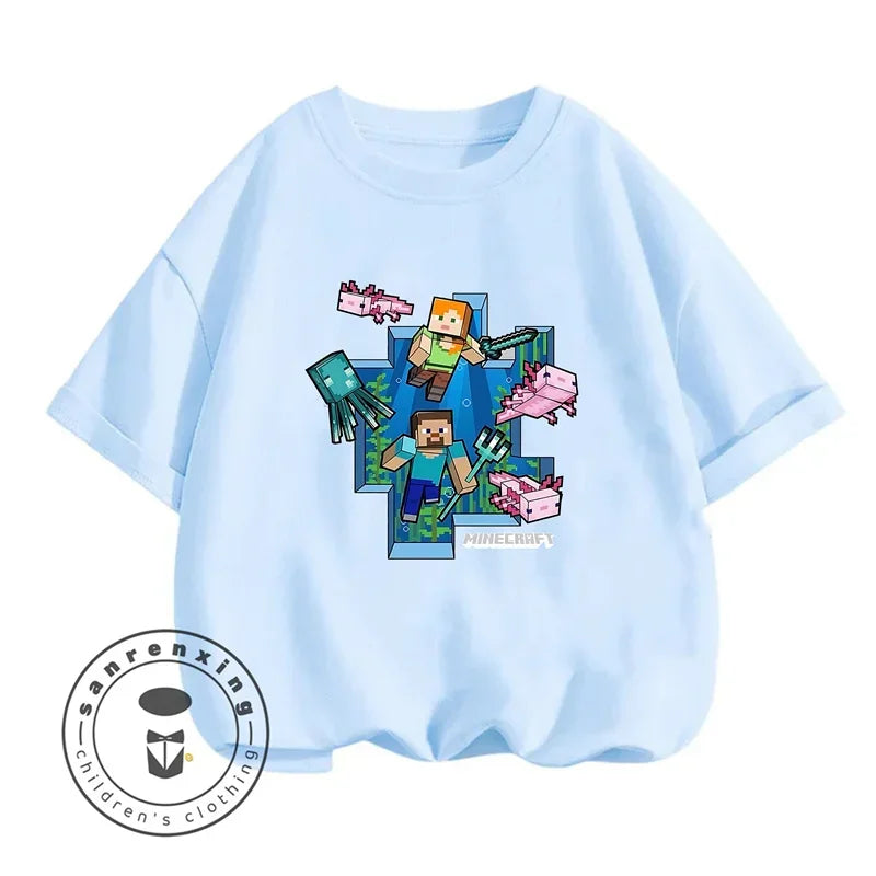 Minecraft New Summer Kids Clothes For Children Kawaii Cartoon Printed Baby Tops Cute Boys Girls Short Sleeves T-shirts