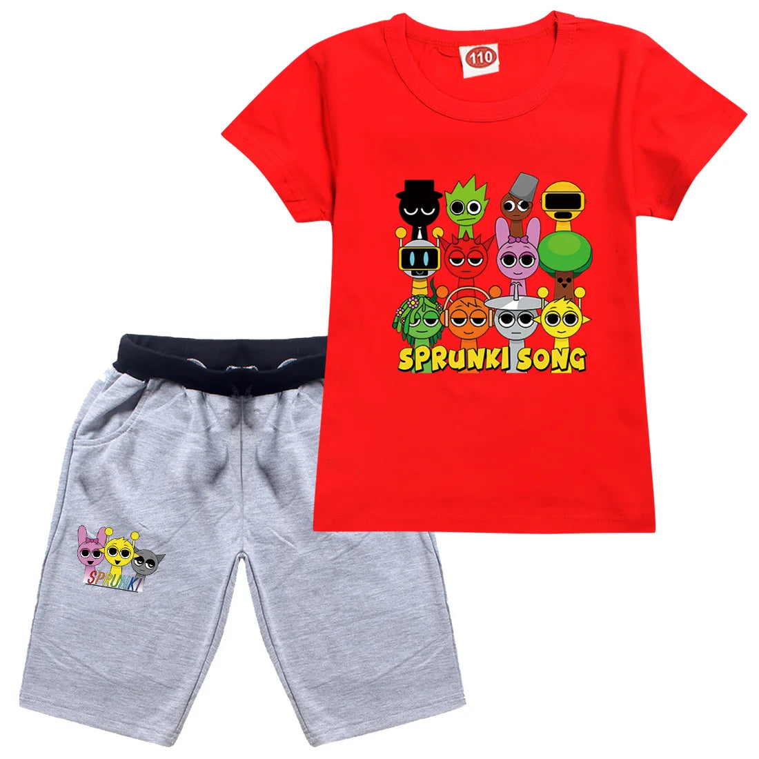 Sprunki Cartoon Clothes Sets New Summer Kids  Game Incredibox T-shirts Shorts Two-piece Set Baby Boys Tracksuit Girls Outfits