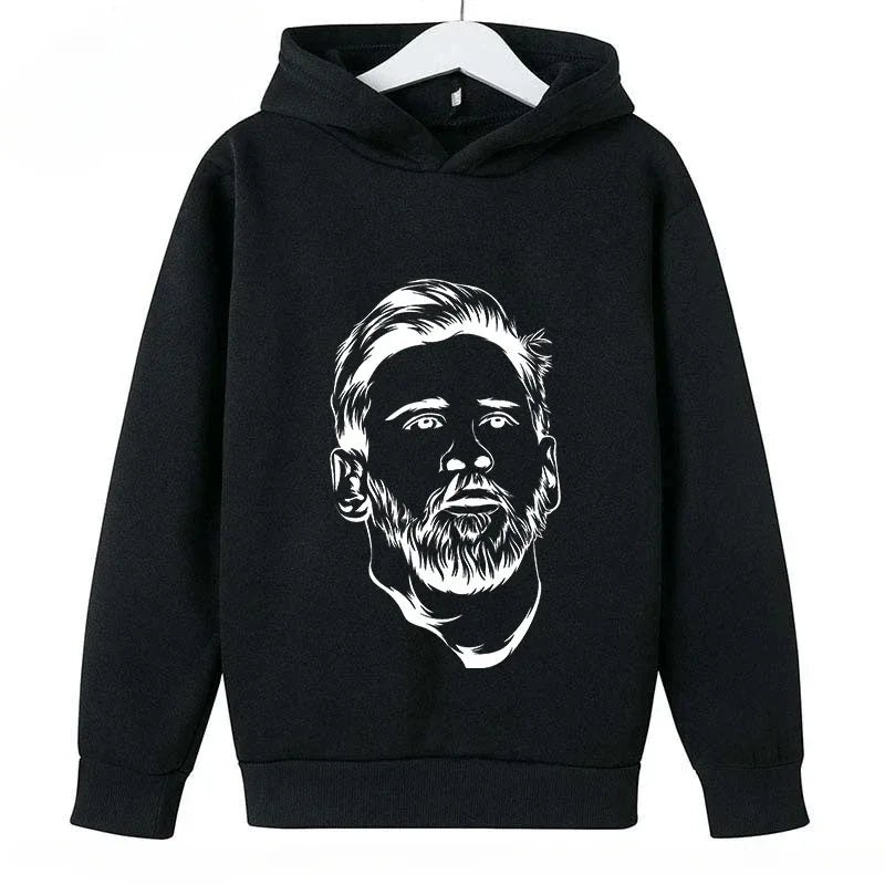 2024 Children's Sports Hoodies Spring and Autumn Children's Wear Pullover Casual Boys and Girls Black Tops Messi Print 4T-14T