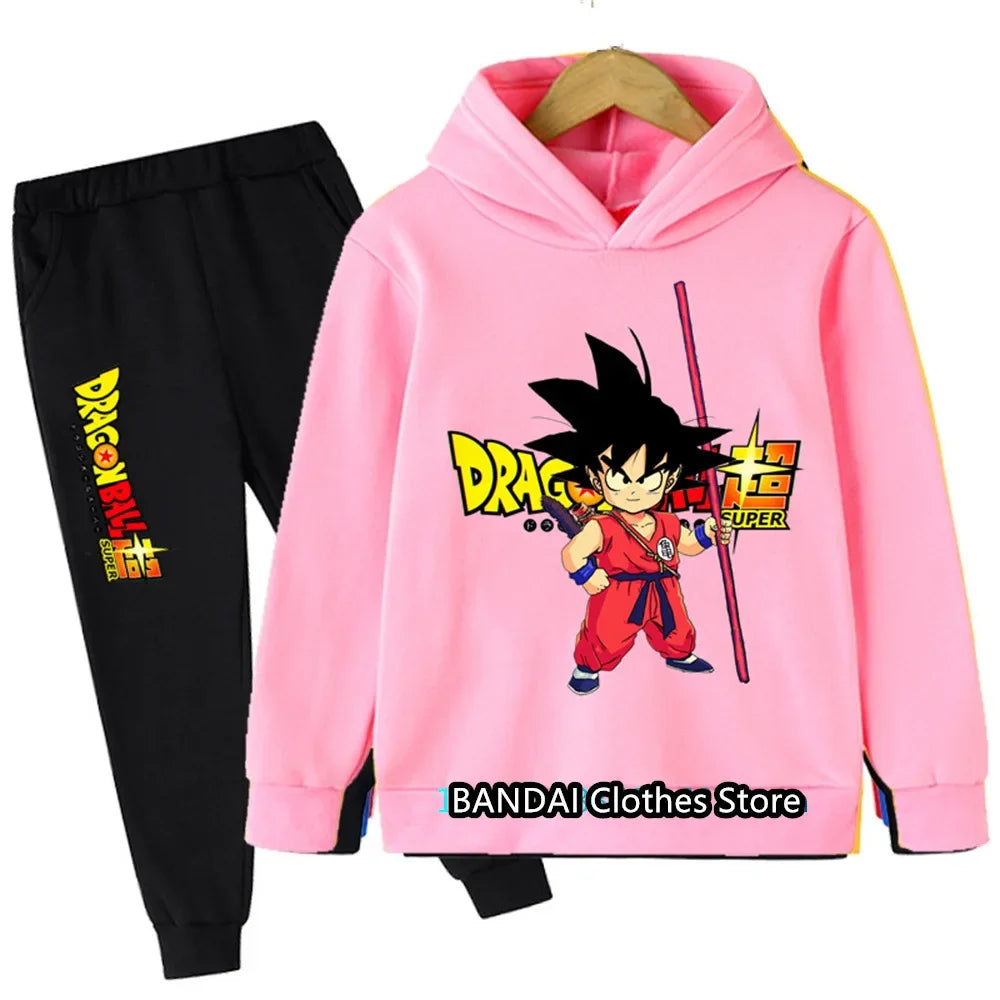 2024 New Dragonball Son-Goku Hoodies Boys Hoodies Kids Clothes Set Pullover Tracksuit Jogging Girls Sweatshirts Set 2 Pieces