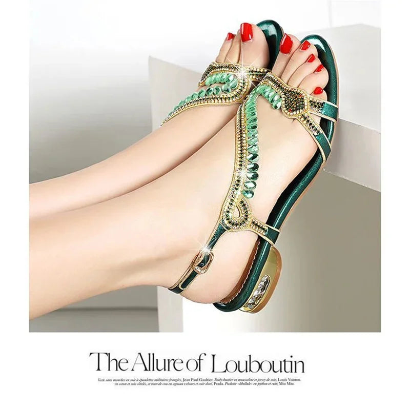 New Summer Fashion Water Brick Simple Diamond Buckle Bling Sandals