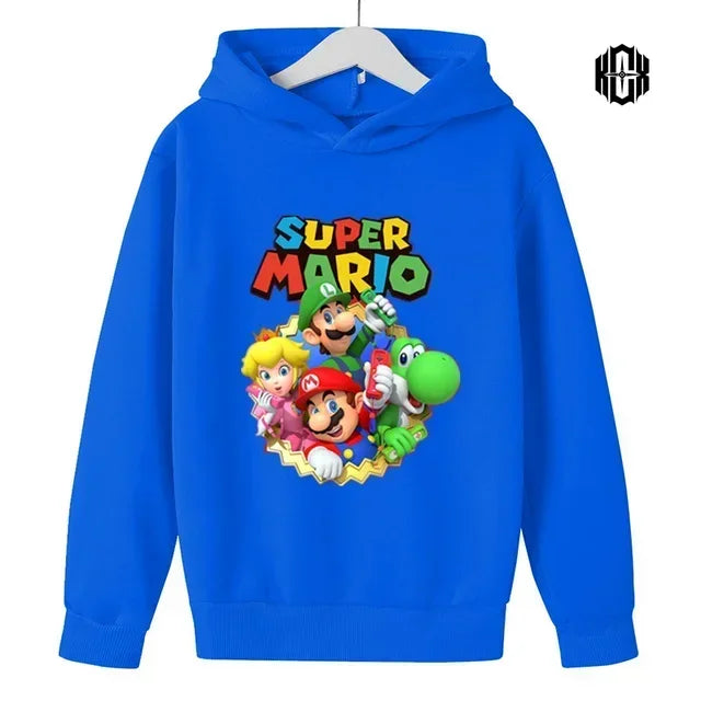 Mario Fall/Winter Children's Cotton Hoodie Fashion Casual Boys Girls Sports Hoodie Cute Cartoon Hoodie