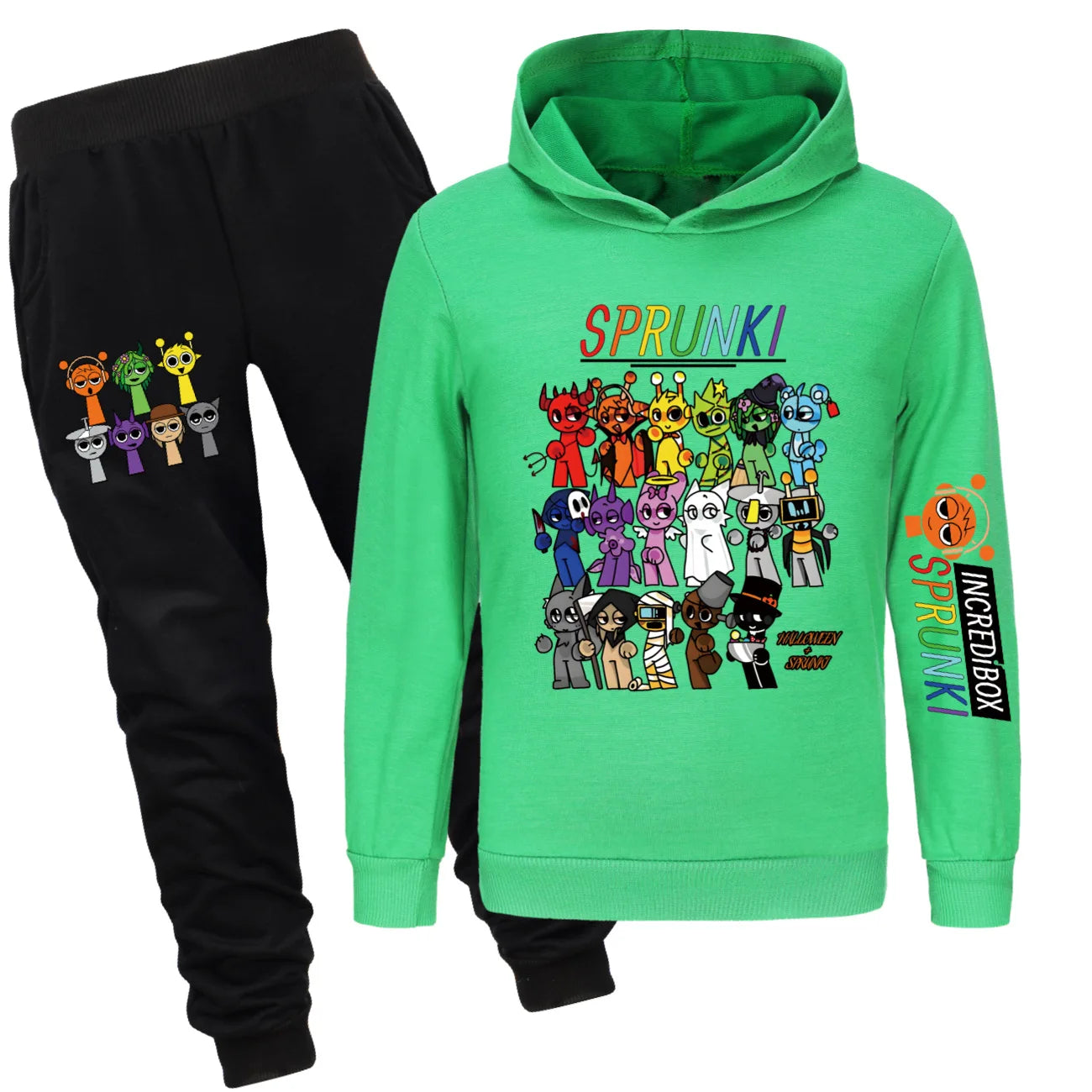 Sprunki Clothes Kids Game Cartoon Incredibox Jumper Boys Fashion Long Sleeve Sweatshirts+ Pants 2pcs Suits Toddler Girls Outfits