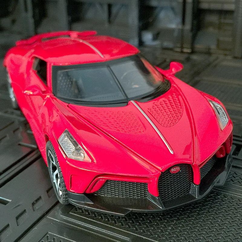 1:32 Bugatti La Voiture Noire Sports Car Alloy Diecast Simulation Metal Model Sound & Light Pull Back Toy Collection Kids Toys