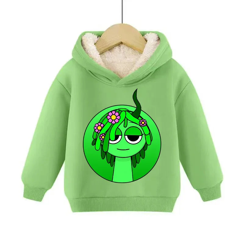 Sprunki Cute Hoodies Kids Incredibox Anime Action Figures Sweatshirt Boys Girl Winter Thickening Children Clothes Gift Hot Sales