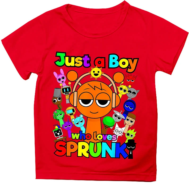 Kids T Shirts Game Sprunki Incredibox Cartoon Print Boys T shirt Summer Casual Short Sleeve Baby Girls Clothes Children Tee Tops