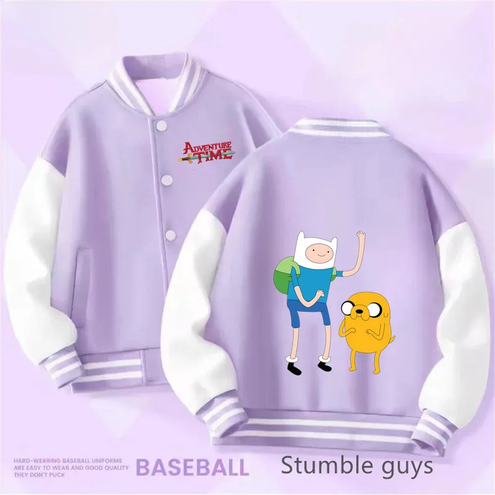 Boys and Girls for Stylish Coat Kids Sanrio Fall/Winter Jacket Baseball Uniform Adventure Time Pattern Print Thick Warm