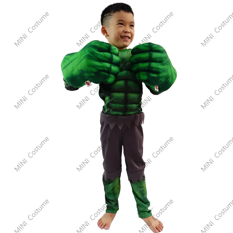 Child Hulk Muscle Costume Superhelte Børn/ Fancy Dress/Halloween Carnival Party Cosplay Boy Carnival Kids Dress Up Game Gift