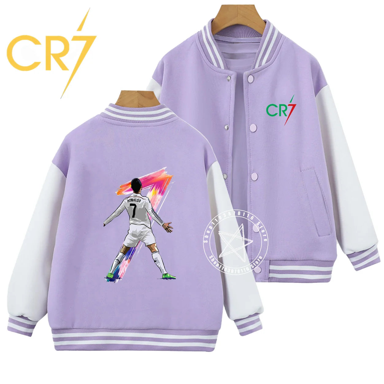 Autumn winter children handsome C Ronaldo personality print comfortable boys girls casual fashion kid thick baseball uniform